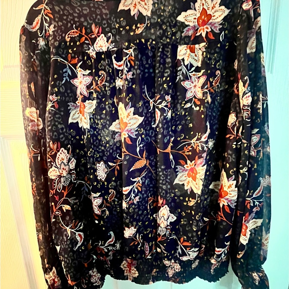 Democracy Black and Red Floral Blouse